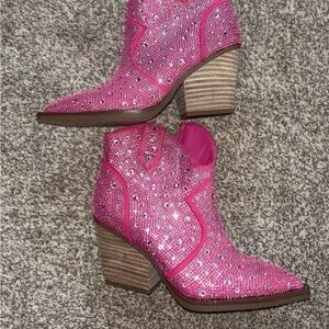 Pink rhinestone Women's Ankle Boots